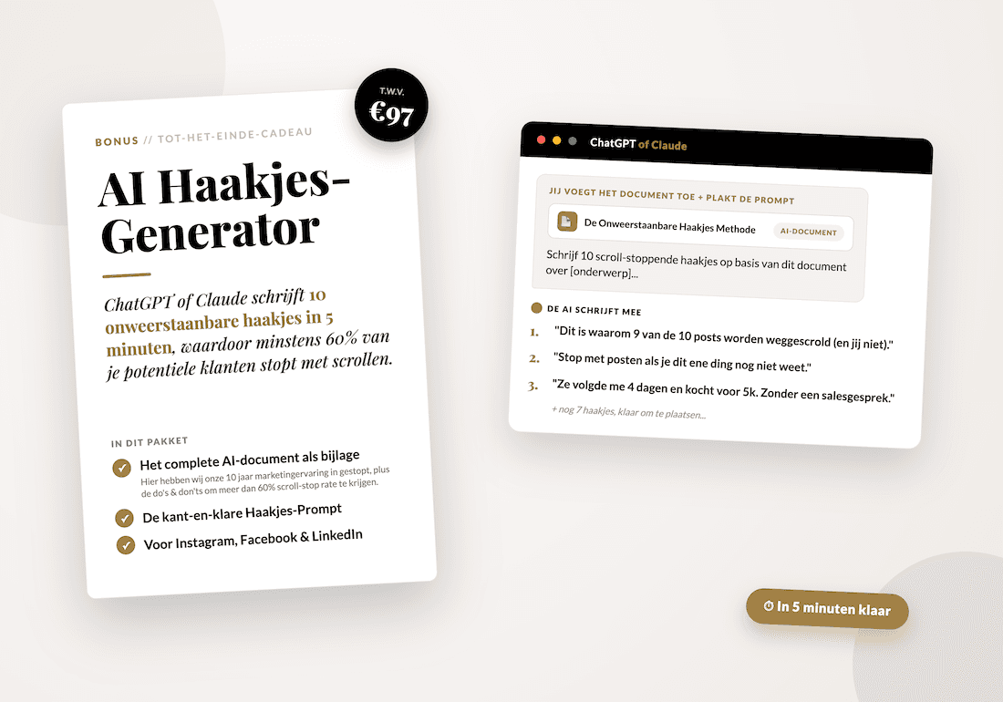 AI Haakjes Generator - 10 onweerstaanbare haakjes in 5 minuten
