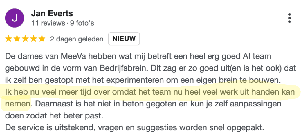 Review van klant over haar AI BedrijfsBrein