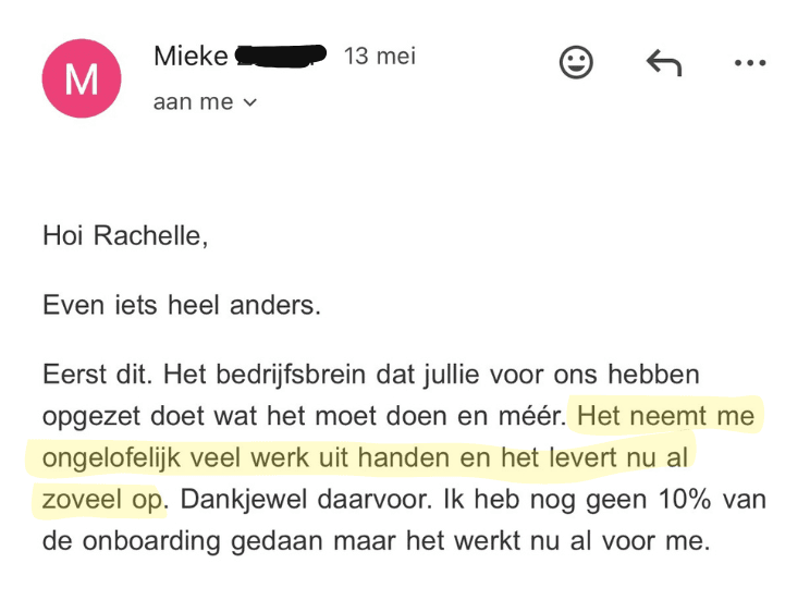 Review van klant over haar AI BedrijfsBrein