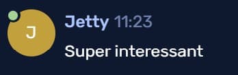 Bericht van Jetty in de chat van de live demo: super interessant