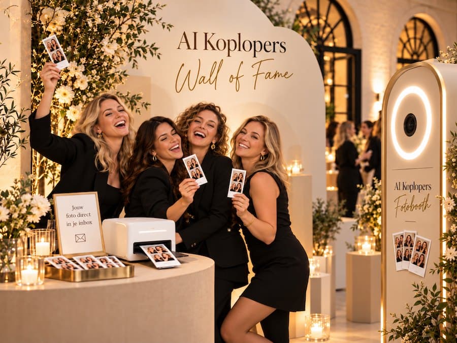 De AI Koplopers Wall of Fame: ondernemers met hun fotostrips bij de fotobooth